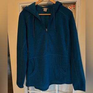 Duluth Trading Co Turquoise 3/4 Zip Hoodie, Size Large